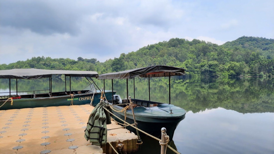Boats at the backwaters on a sightseeing route